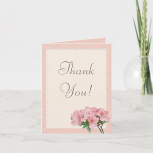 Pink Azalea Flowers & Frame Wedding Thank You Card
