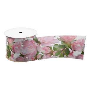 Pink Azalea Flowers Wedding Craft Ribbon Satin Ribbon
