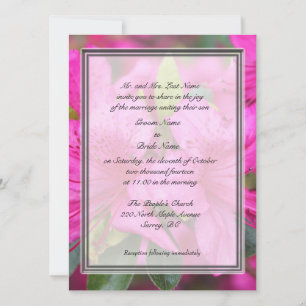 pink azalea flowers wedding invitation