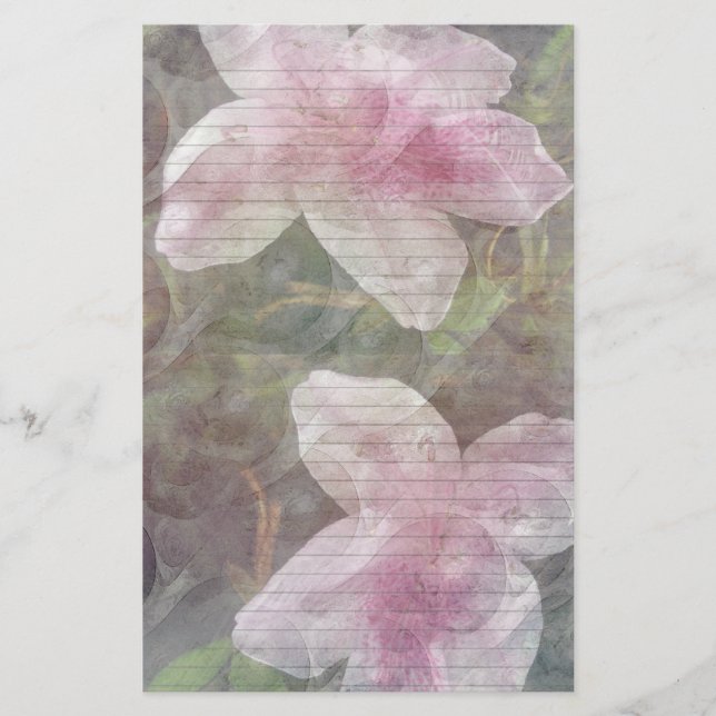Pink Azalea stationery - optional lines (Front)