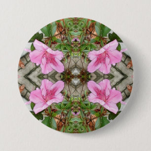 Pink Azaleas 1E kaleidoscope 3 7.5 Cm Round Badge
