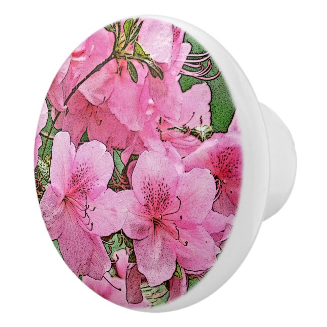 PINK AZALEAS CERAMIC PULL/KNOB CERAMIC KNOB (Right)
