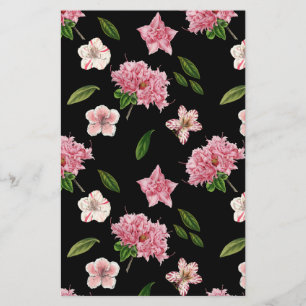Pink Azaleas, Petunias Floral Scrapbooking Paper