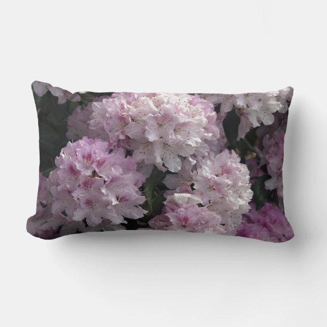Pink Azaleas, Rhododendron Garden Flowers Lumbar Cushion (Front)