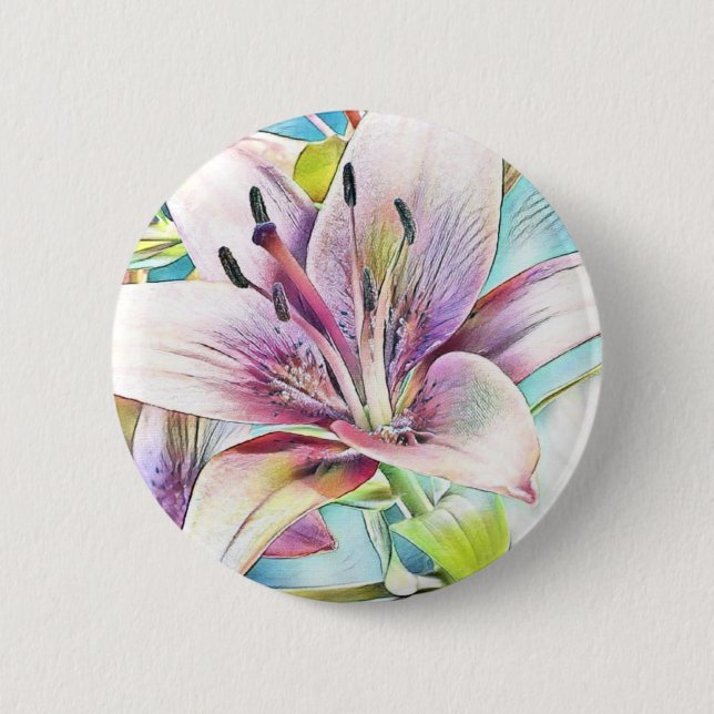 Pink Azeea Flower Drawing 6 Cm Round Badge (Front)