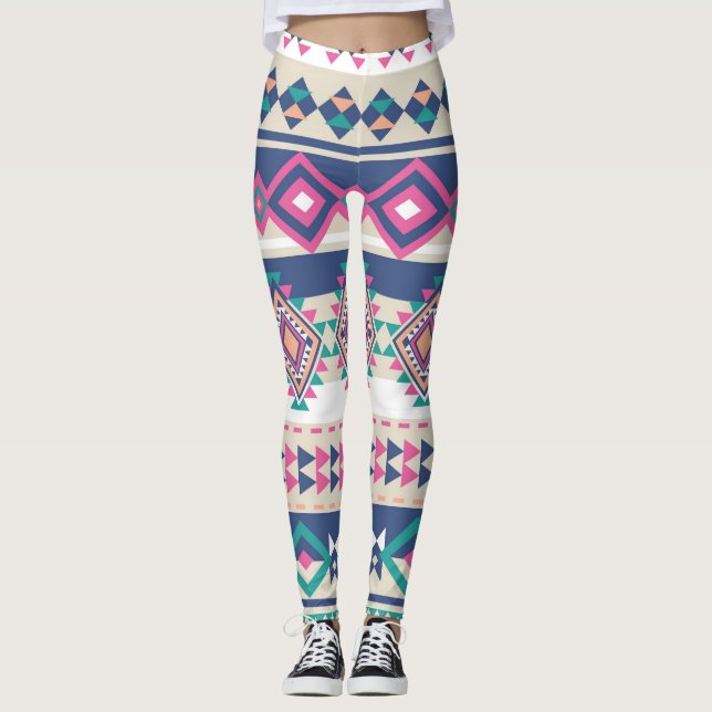 Pink Aztec Blend Women's Leggings (Front)