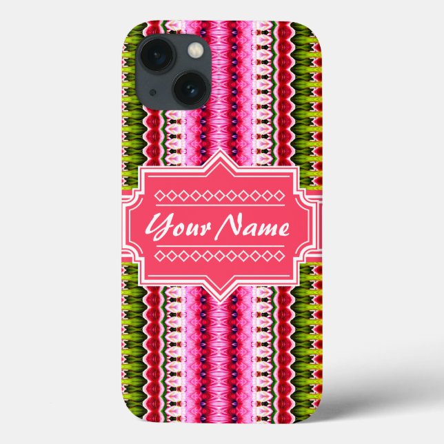 Pink Aztec Tribal Ikat Personalised Name Case-Mate iPhone Case (Back)