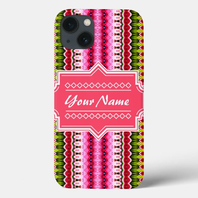 Pink Aztec Tribal Ikat Personalised Name Case-Mate iPhone Case (Back)