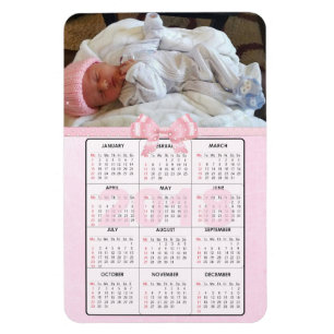 Pink Baby 2018 Mini Refrigerator Magnet Calendar