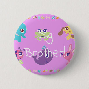pink baby animals girl baby shower 6 cm round badge