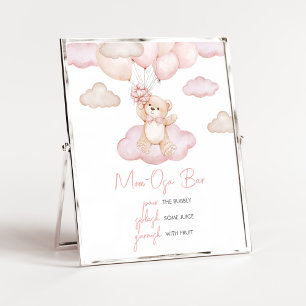 Pink Baby Bear Balloon Baby Shower Mum Osa Bar Poster