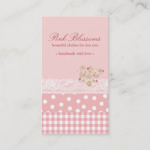 Pink Baby Blossoms Checks Dots Lace Profile Card