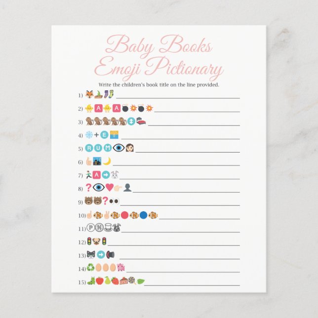 Pink Baby Books Emoji Pictionary Game (Front)