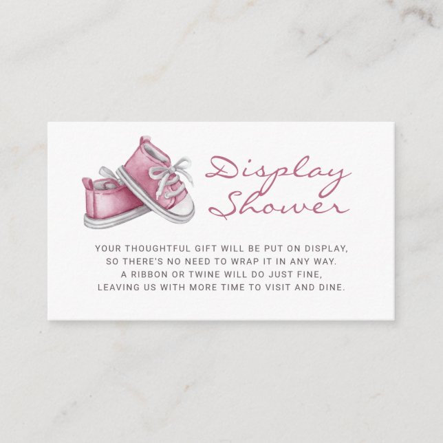 Pink Baby Booties Baby Shower Display Shower Enclosure Card (Front)