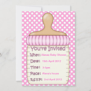 Pink Baby bottle shower invitation spot