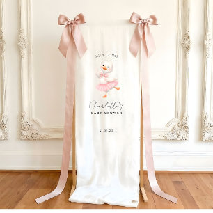 Pink Baby bow Silly Goose Baby shower Welcome Sign