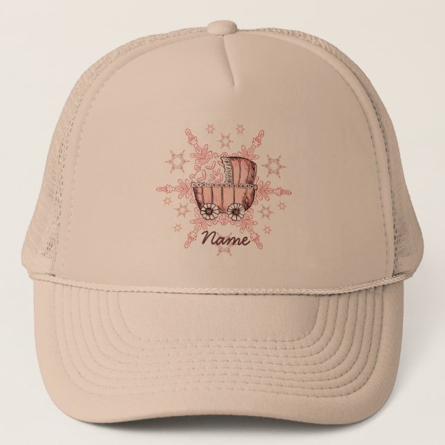 Pink baby buggy hat (Front)