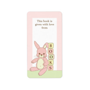 Pink Baby Bunny Book Gift Book Plate Label