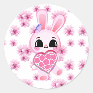 pink baby bunny classic round sticker