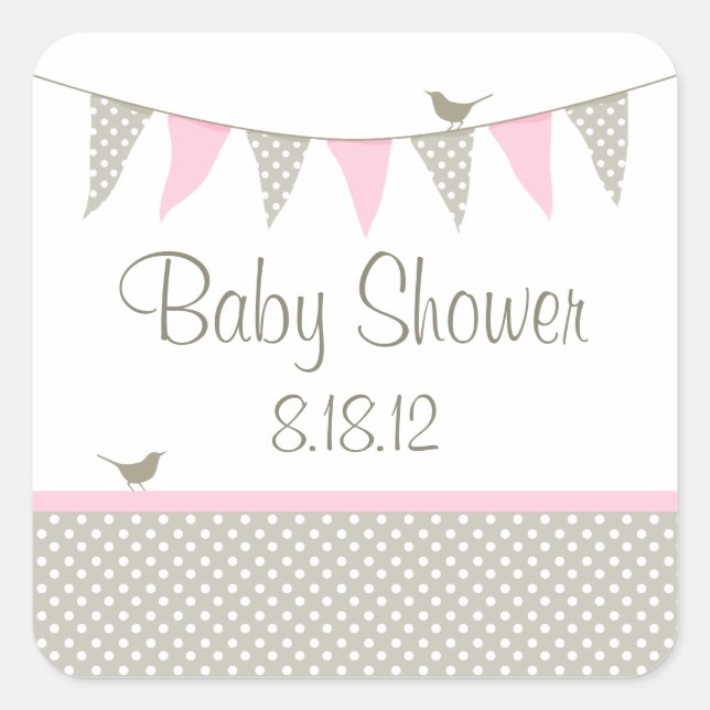Pink Baby Bunting Square Sticker (Front)