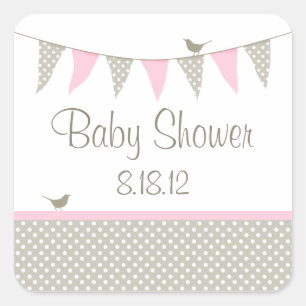 Pink Baby Bunting Square Sticker