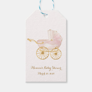 Pink Baby Carriage Grandmillennial Gift Tags