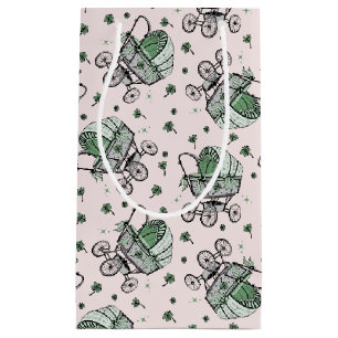 Pink Baby Carriage St Patrick's Day Baby Shower Small Gift Bag