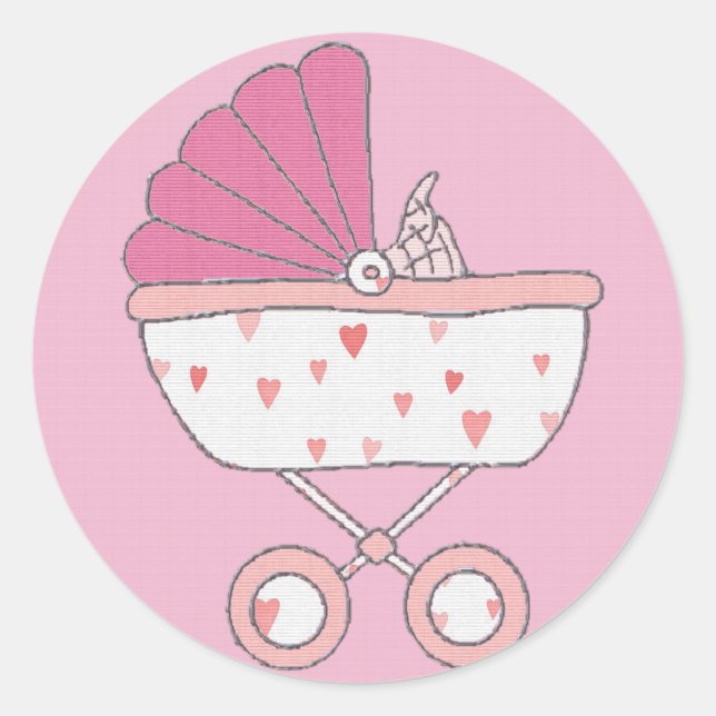 Pink Baby Carriage Sticker (Front)
