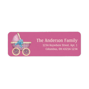 Pink Baby Carriage Stoller d1 Address Labels