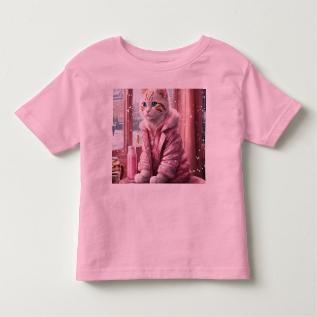 Pink Baby Cat Toddler Fine Jersey T-Shirt" Toddler T-Shirt (Front)