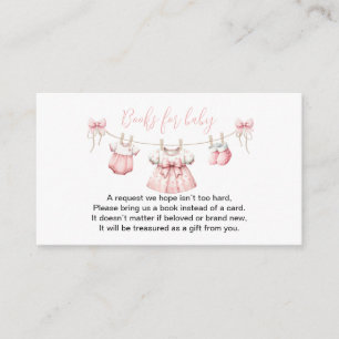 Pink Baby Clothes Girl Book request Baby shower Enclosure Card