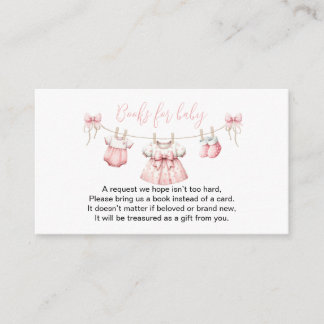 Pink Baby Clothes Girl Book request Baby shower Enclosure Card