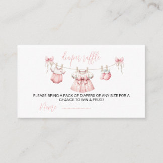 Pink Baby Clothes Girl Diaper Raffle Baby shower Enclosure Card