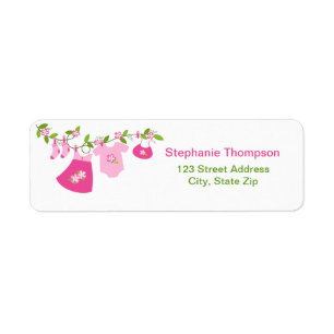 Pink Baby Clothesline Return Address Labels