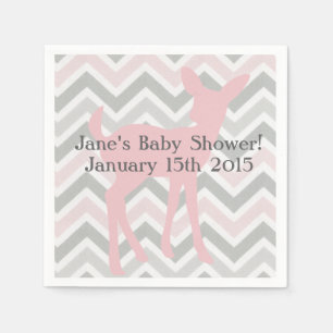 Pink Baby Deer & Grey/Pink Chevron Napkins