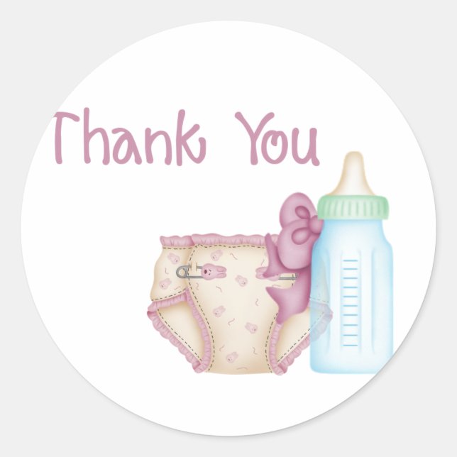 PInk Baby Diaper & Bottle Stickers (Front)