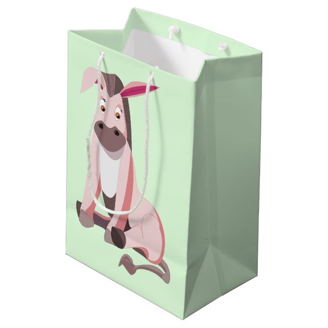 Pink Baby Donkey Funny Gift Bag - Customisable (Back Angled)
