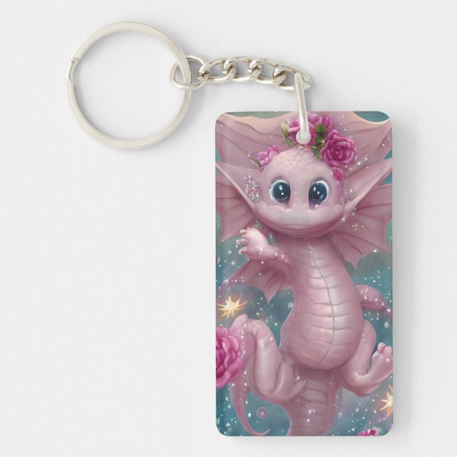 Pink Baby Dragon  Key Ring (Front)