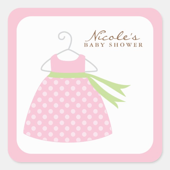 Pink Baby Dress Square Sticker (Front)