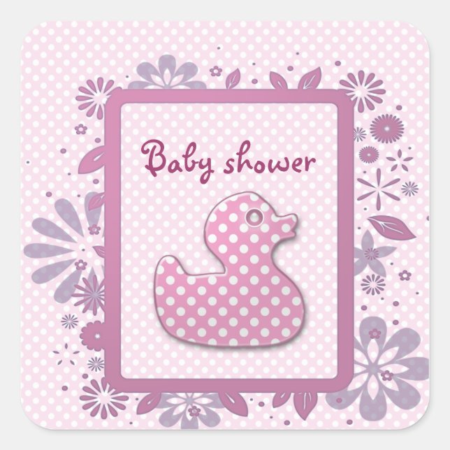 pink baby ducky square sticker (Front)