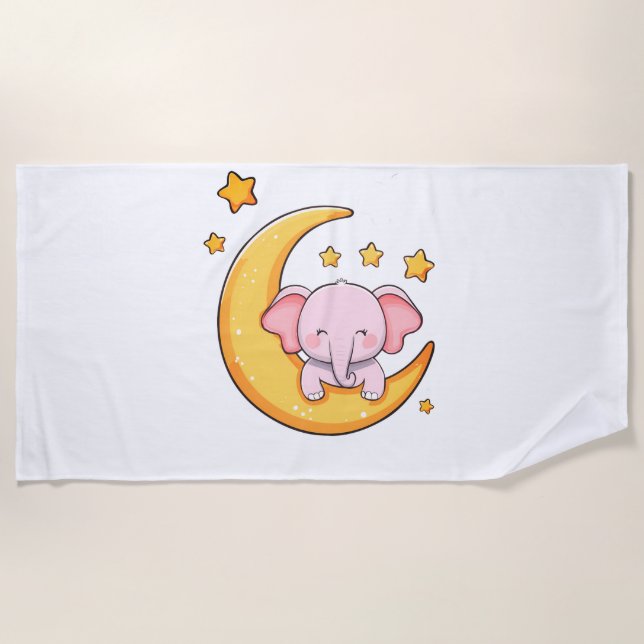 Pink baby elephant beach towel (Front)