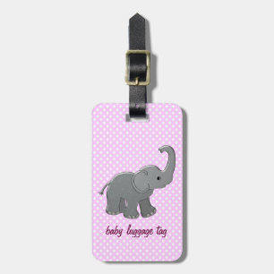 pink baby elephant luggage tag