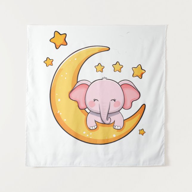 Pink baby elephant tapestry (Front)