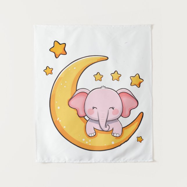 Pink baby elephant tapestry (Front)