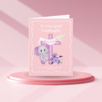 Pink Baby Elephant With Dove And Cross Baptism