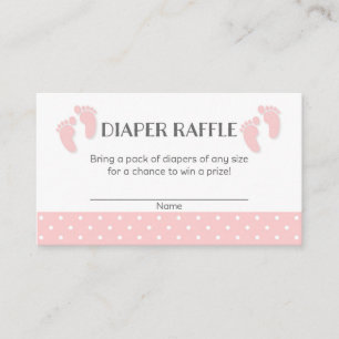 Pink Baby Feet Baby Shower Diaper Raffle Tickets Enclosure Card