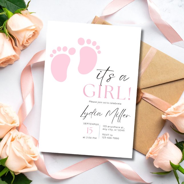 Pink Baby Feet Baby Shower Invitation, Girl Shower Invitation (Creator Uploaded)