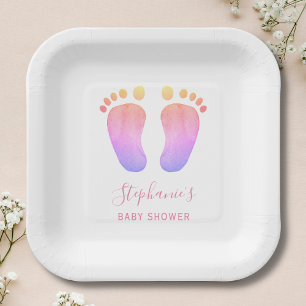 Pink Baby Feet Baby Shower Paper Plates