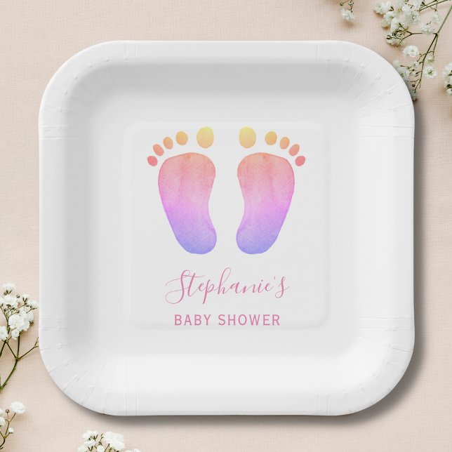 Pink Baby Feet Baby Shower Paper Plates (Creator Uploaded)