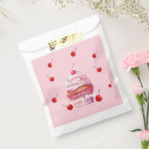 Pink Baby First Cherry & Cupcake Birthday Party  Favour Bag